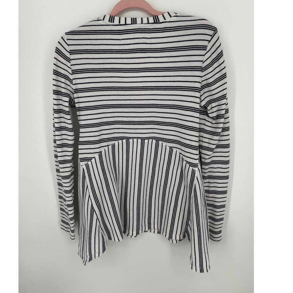 Maeve by Anthropologie Medium Striped Waffle Knit Peplum Top Soft Casual Boho - Picture 3 of 9